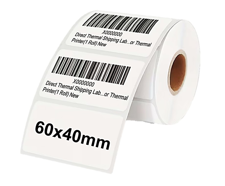 Direct Thermal Label - 60mm(W) X 40mm(H) - Plain White Perm Adhesive